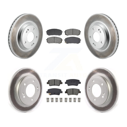 Coated Disc Brake Rotor And Semi-Metallic Pad Front Rear Kit For Hyundai Elantra