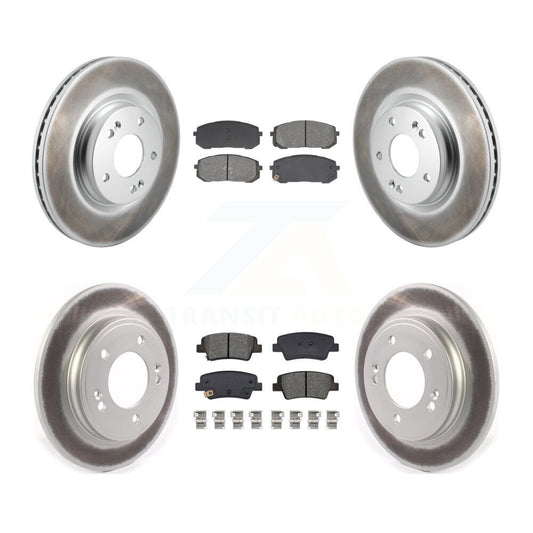 Coated Disc Brake Rotor And Semi-Metallic Pad Front Rear Kit For Hyundai Elantra