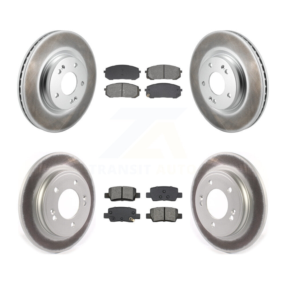 Coated Disc Brake Rotor And Semi-Metallic Pad Front Rear Kit For Hyundai Elantra