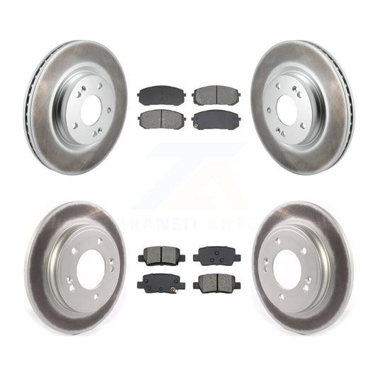 Coated Disc Brake Rotor And Semi-Metallic Pad Front Rear Kit For Hyundai Elantra