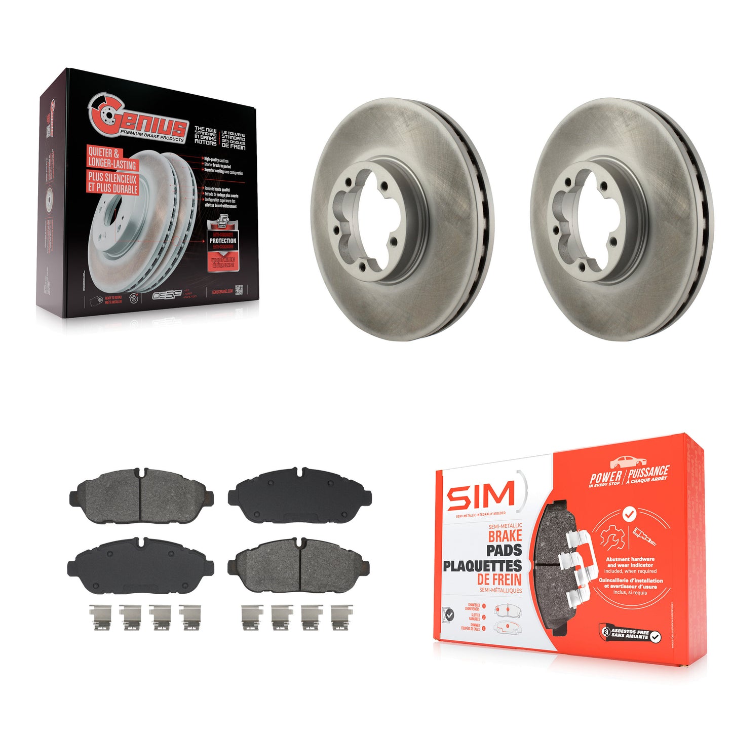 Coated Brake Rotors Semi-Metallic Pad Front Kit For 2023 Ford Transit-350 HD AWD