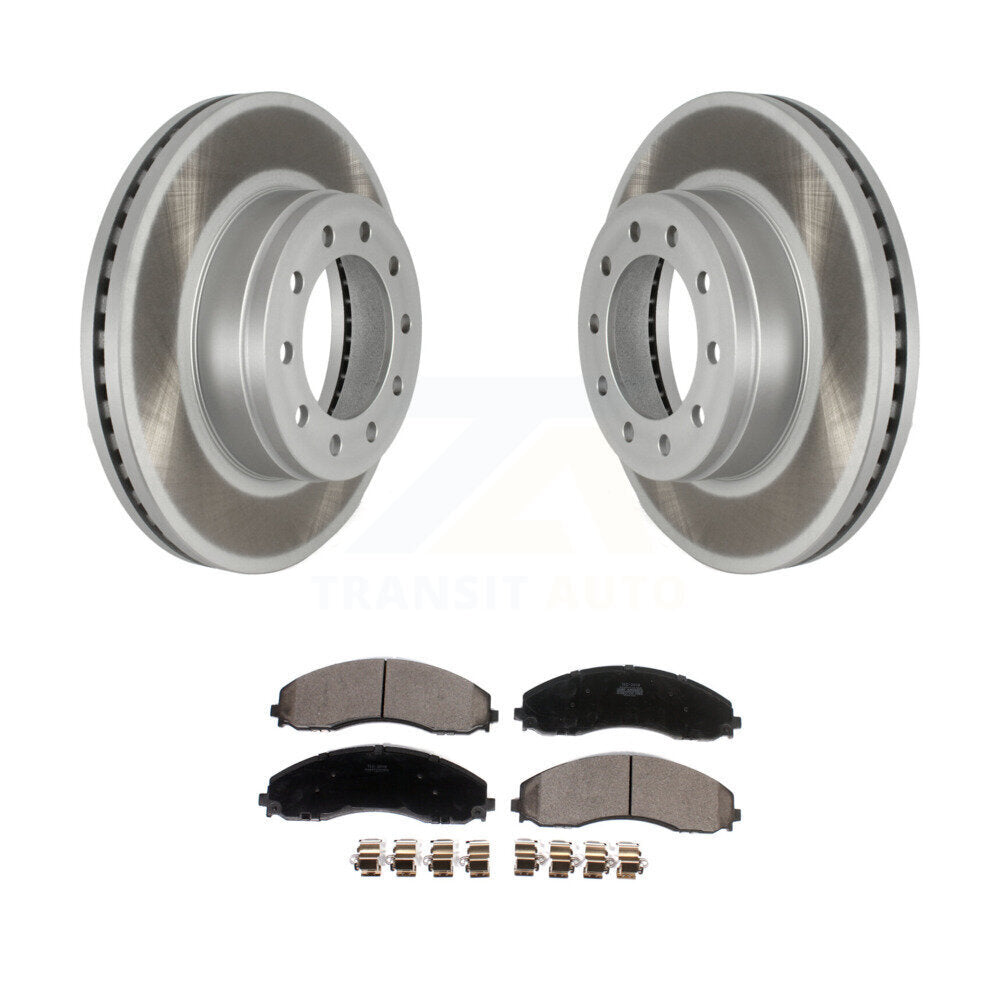 Coated Brake Rotor & Ceramic Pad Front Kit For Ford F-450 Super Duty F-550 F-600