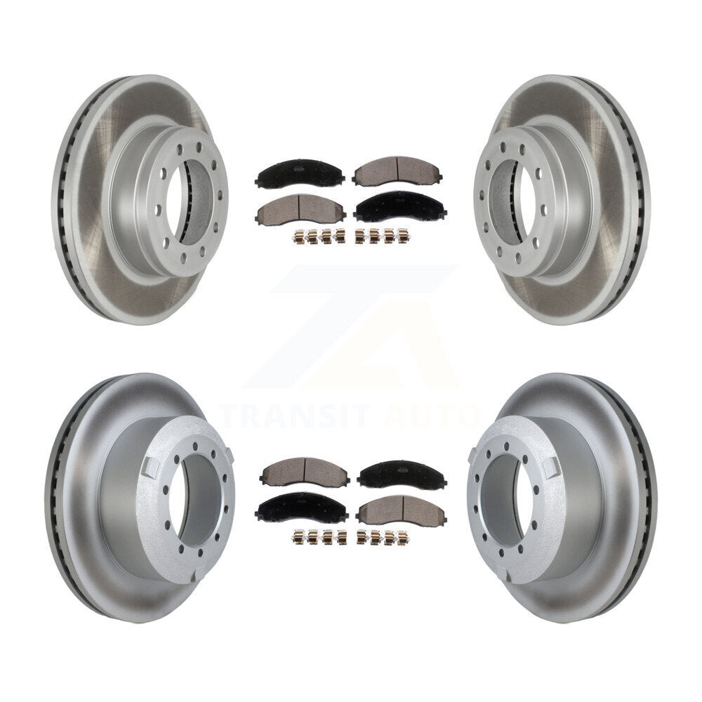 Coat Disc Brake Rotor Ceramic Pad Front Rear Kit For Ford F-450 Super Duty F-550