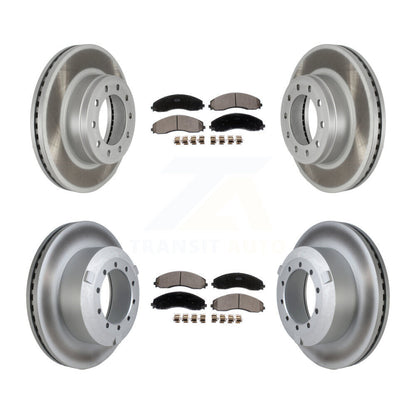 Coat Disc Brake Rotor Ceramic Pad Front Rear Kit For Ford F-450 Super Duty F-550