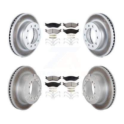 Coat Disc Brake Rotor Ceramic Pad Front Rear Kit For Ford F-450 Super Duty F-550