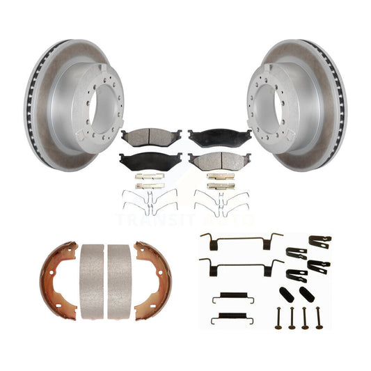 Disc Coated Rotors Ceramic Pads Parking Brake Shoes And Hardware Rear Kit For