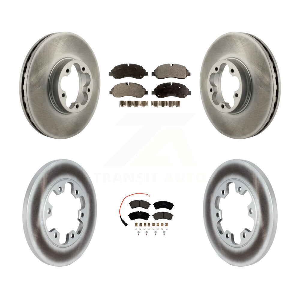 Coated Brake Rotor & Ceramic Pad Front Rear Kit For 2023 Ford Transit-350 HD RWD