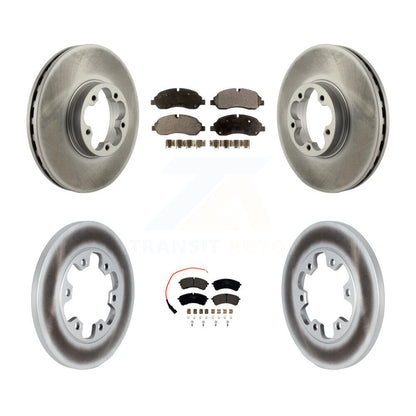 Coated Brake Rotor & Ceramic Pad Front Rear Kit For 2023 Ford Transit-350 HD RWD
