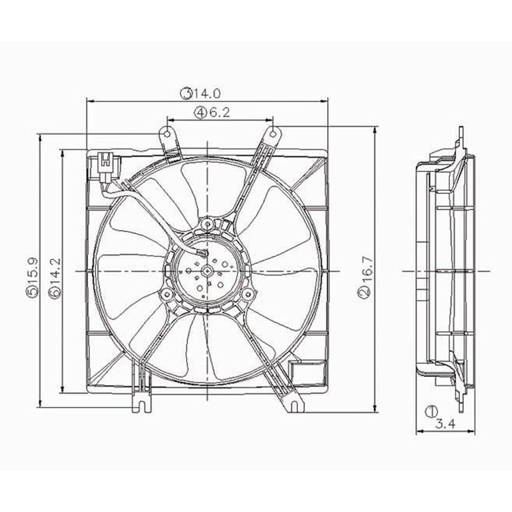 Radiator Fan Assembly 1998-2001 Kia Sephia, Spectra