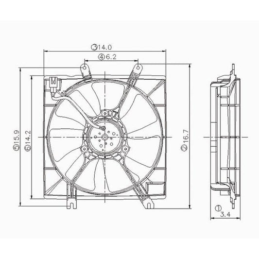 Radiator Fan Assembly 1998-2001 Kia Sephia, Spectra