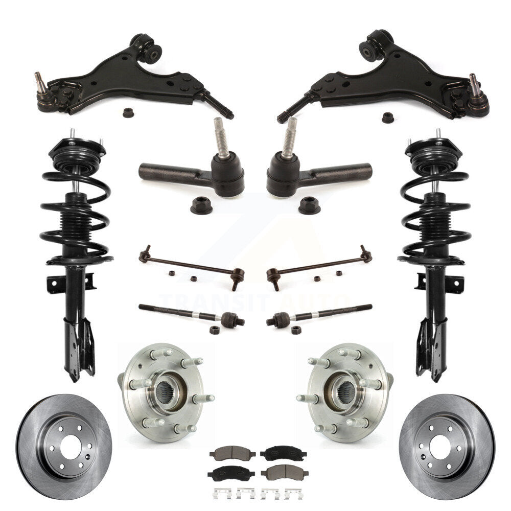 Rotor Brake Pad Bearing Suspension Front Kit (15Pc) For GMC Acadia Buick Enclave
