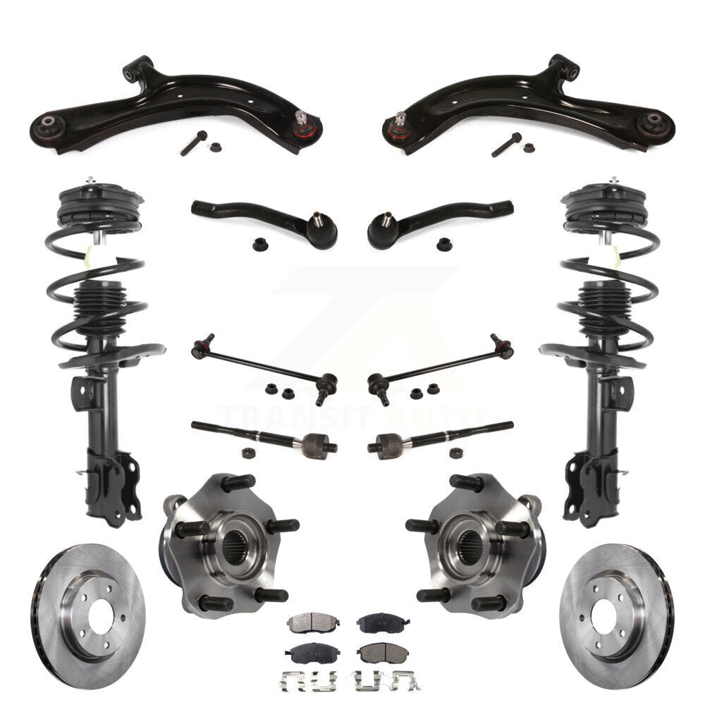 Disc Rotor Brake Pad Bearing Shock Suspension Front Kit (15Pc) For Nissan Sentra
