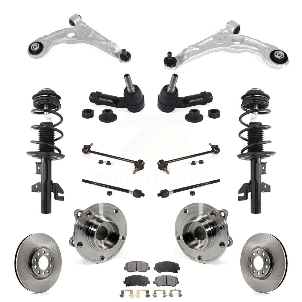 Disc Rotors Brake Pads Bearings Shock Suspension Front Kit (15Pc) For Dodge Dart