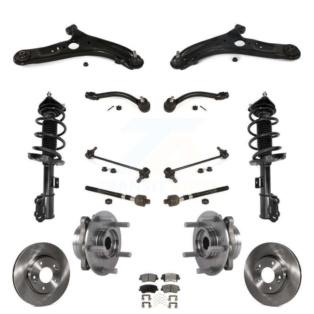 Rotors Brake Pad Bearing Suspension Front Kit (15Pc) For Hyundai Elantra GT Base