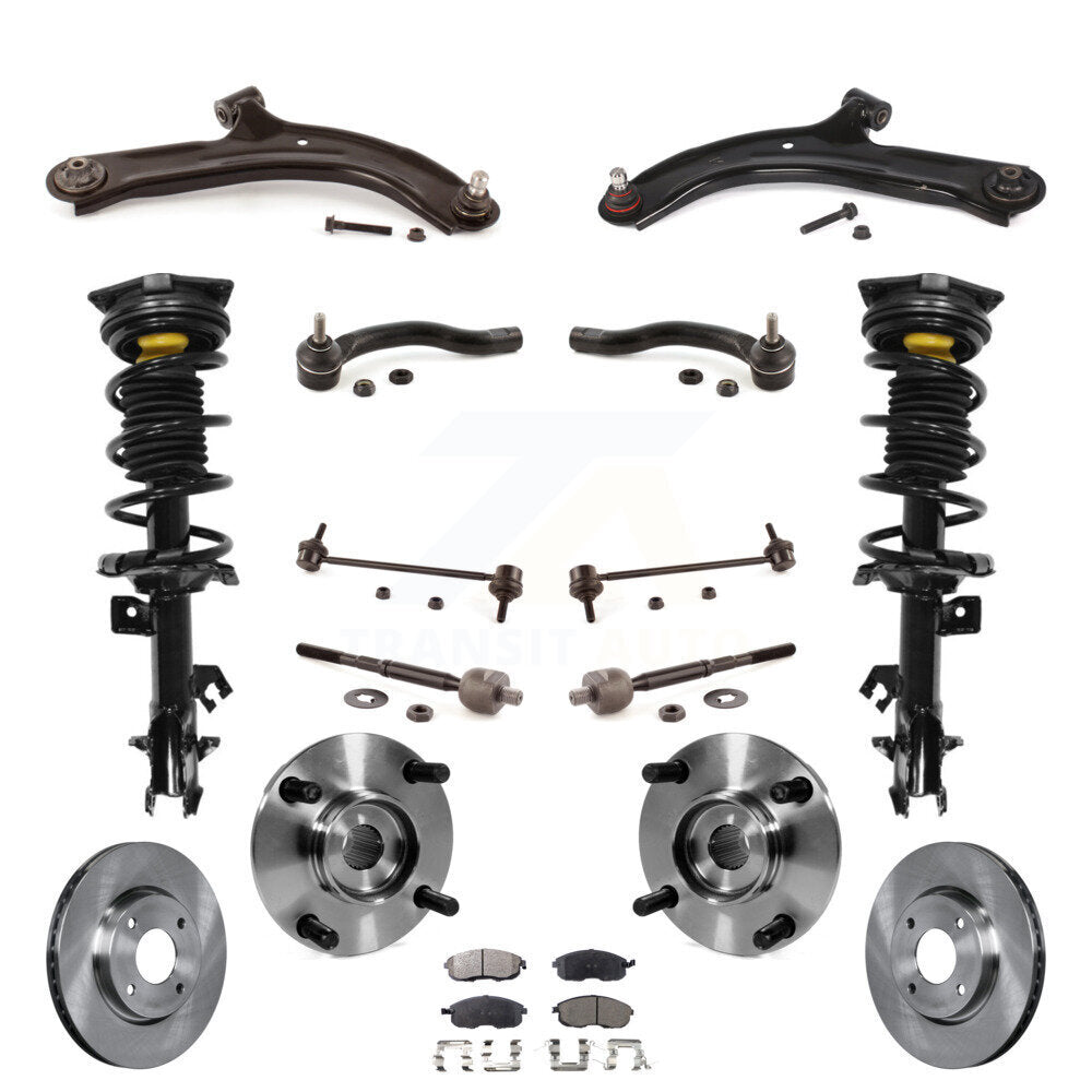 Disc Rotors Brake Pads Bearing Suspension Front Kit (15Pc) For Nissan Versa Cube