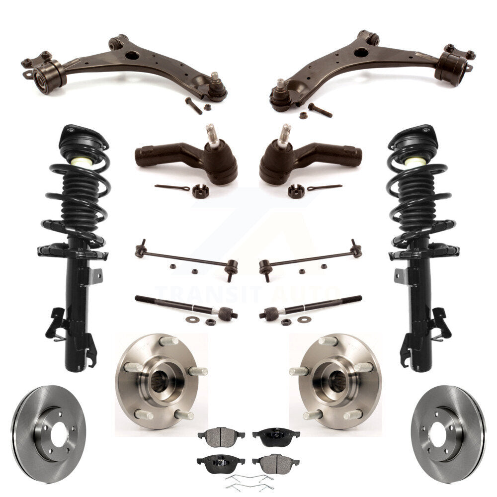 Disc Rotors Brake Pad Bearing Arms Shock Suspension Front Kit (15Pc) For Mazda 3