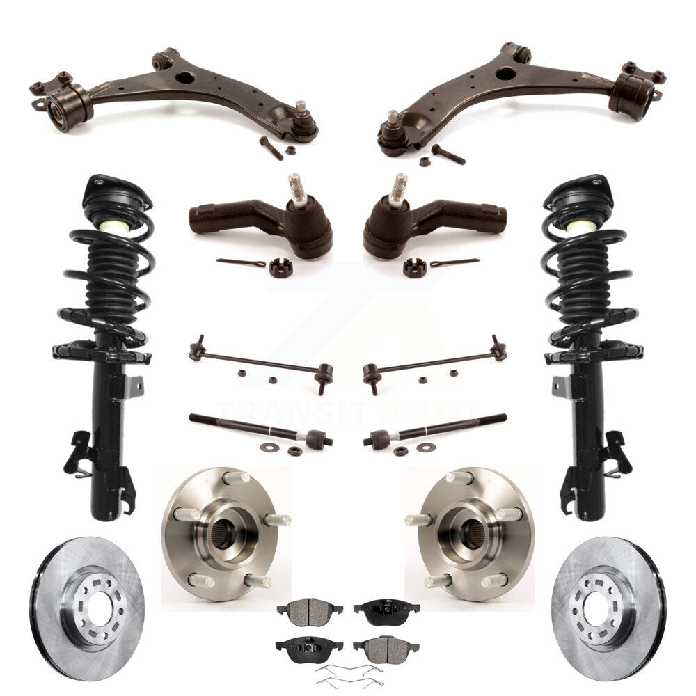 Rotors Brake Pads Bearing Suspension Front Kit (15Pc) For Mazda 3 S/GT with 2.3L