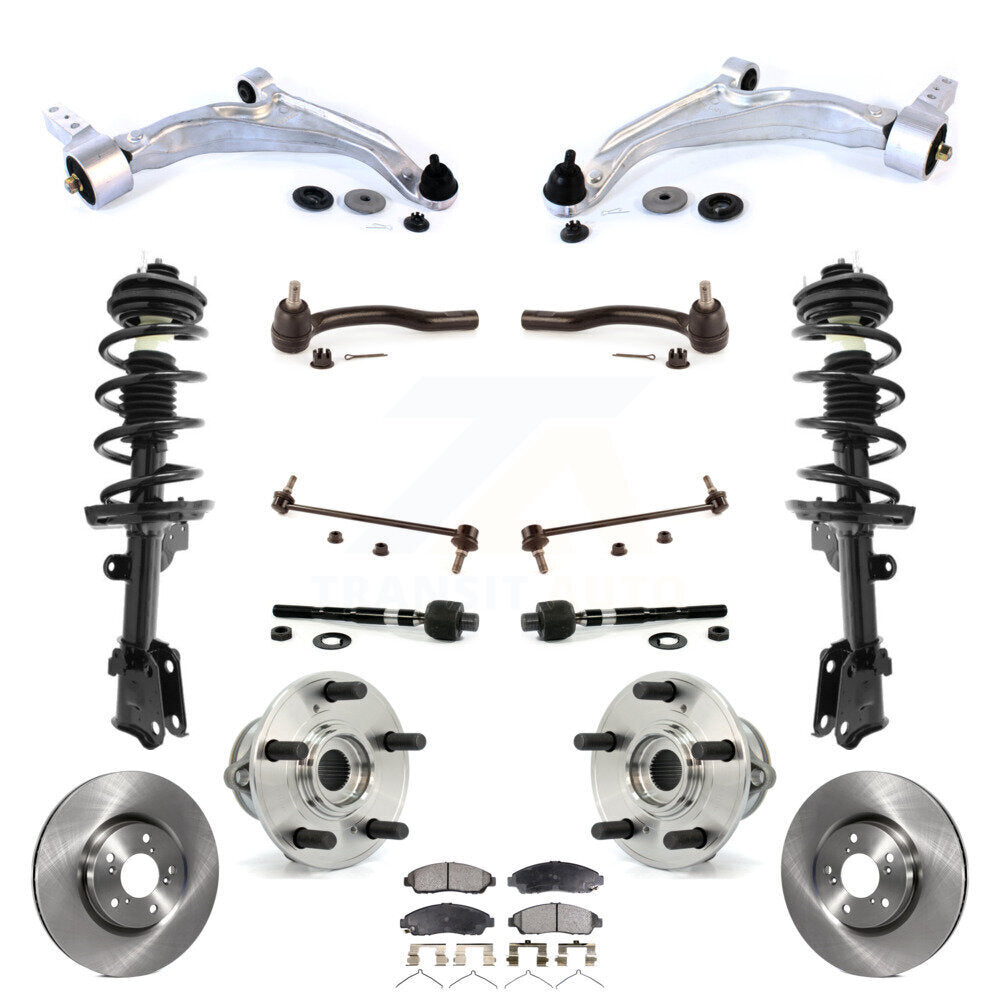 Rotors Brake Pads Bearings Suspension Front Kit (15Pc) For 2009-2015 Honda Pilot
