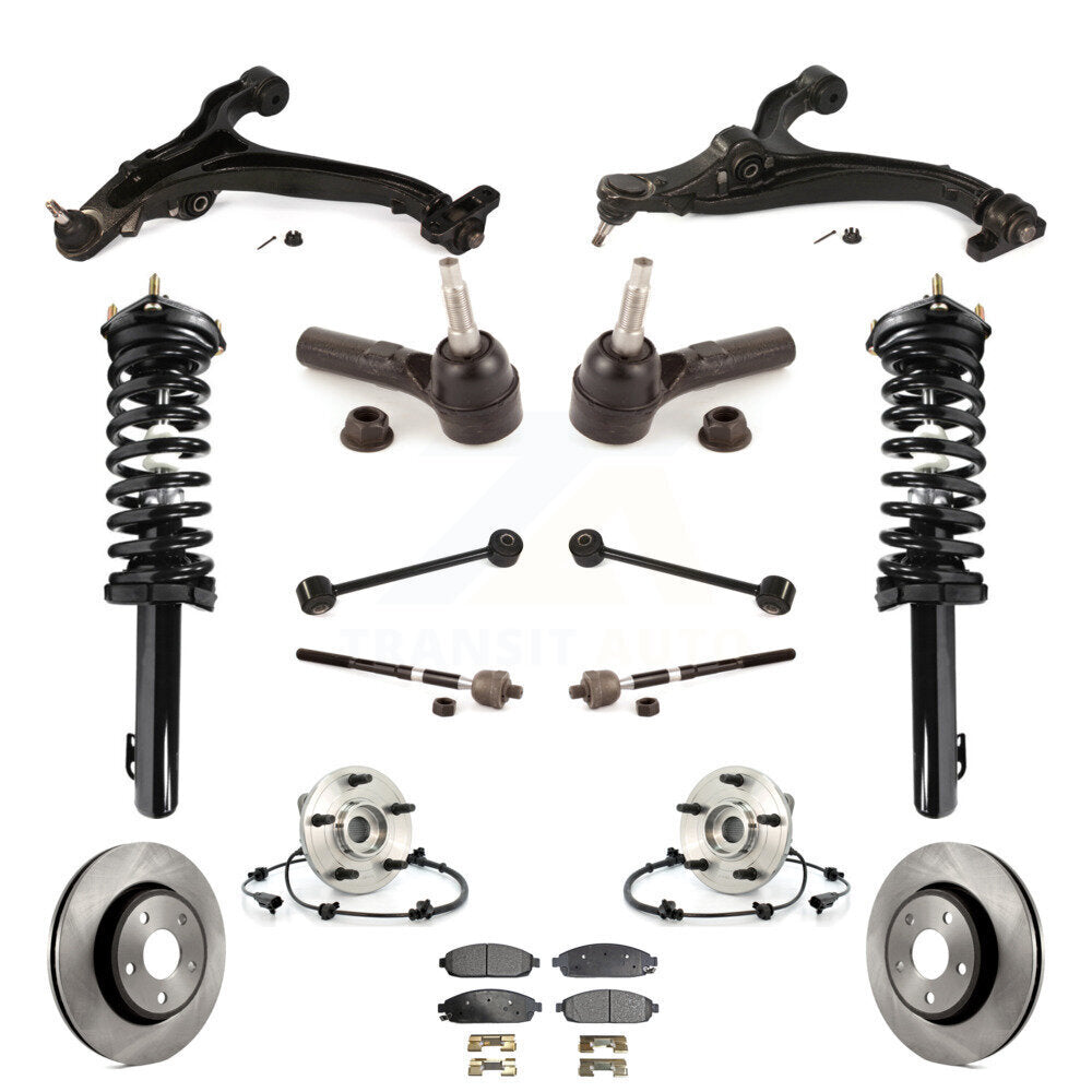 Disc Rotor Brake Pad Bearing Suspension Front Kit (15Pc) For Jeep Grand Cherokee