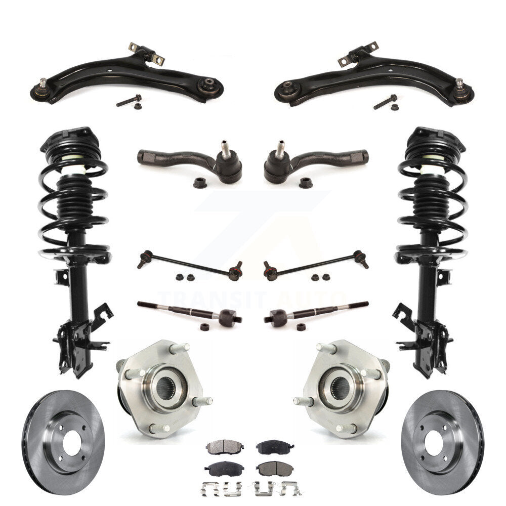 Disc Rotor Brake Pad Bearing Shock Suspension Front Kit (15Pc) For Nissan Sentra