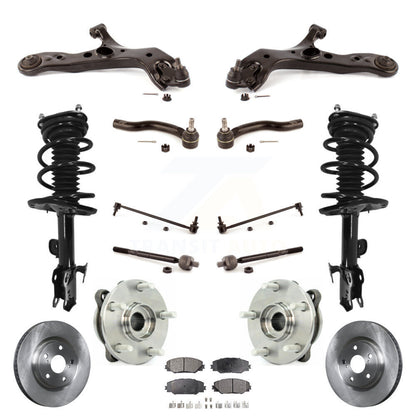 Rotors Brake Pads Bearing Suspension Front Kit (15Pc) For 08-12 Toyota RAV4 3.5L