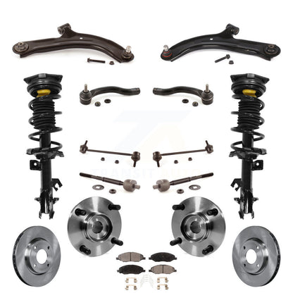 Disc Rotors Brake Pad Bearing Shock Suspension Front Kit (15Pc) For Nissan Versa