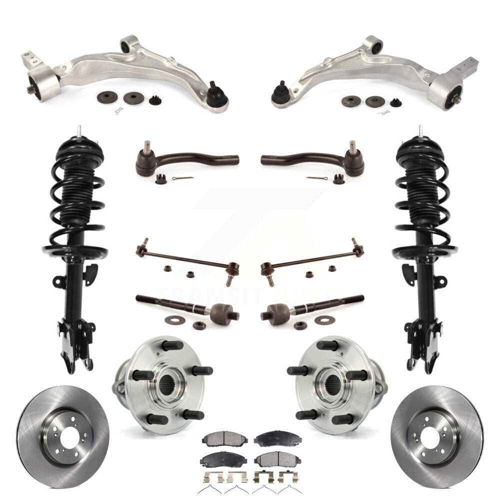 Disc Rotor Brake Pad Bearing Arm Shock Suspension Front Kit (15Pc) For Acura MDX