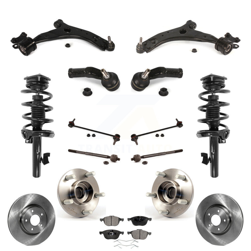 Disc Rotor Brake Pad Bearing Arm Shock Suspension Front Kit (15Pc) For Volvo C30