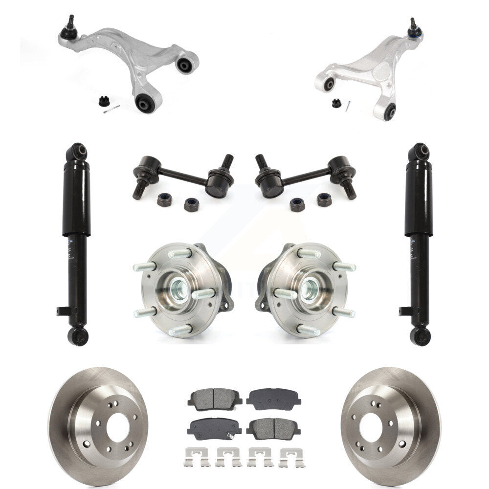 Rotor Semi-Metallic Pads Hub Bearing Shock Upper Control Arm & Link Rear Kit For