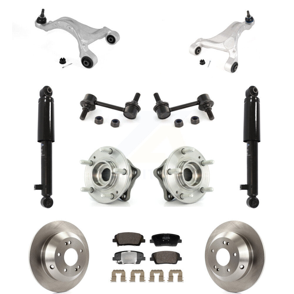 Rotor Semi-Metallic Pads Hub Bearing Shock Upper Control Arm & Link Rear Kit For