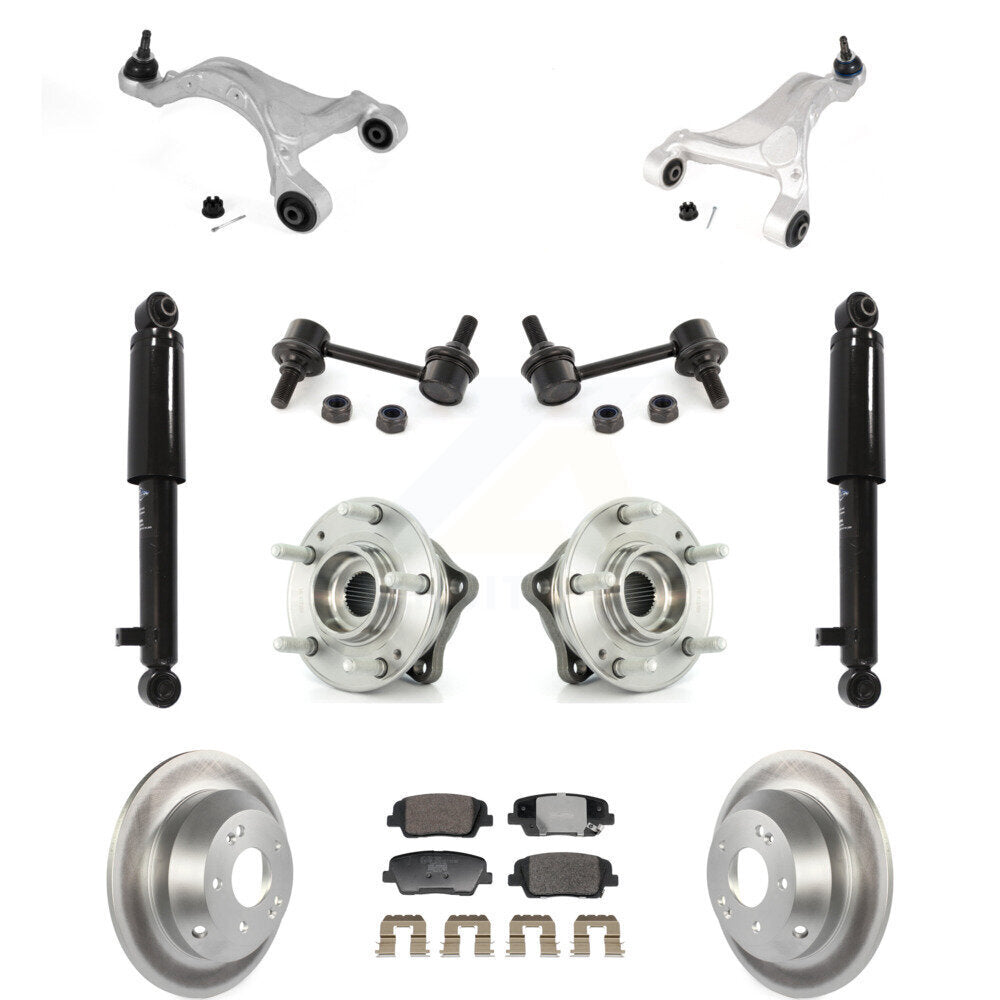 Coated Rotor Ceramic Pads Hub Bearing Shock Upper Control Arm & Link Rear Kit For