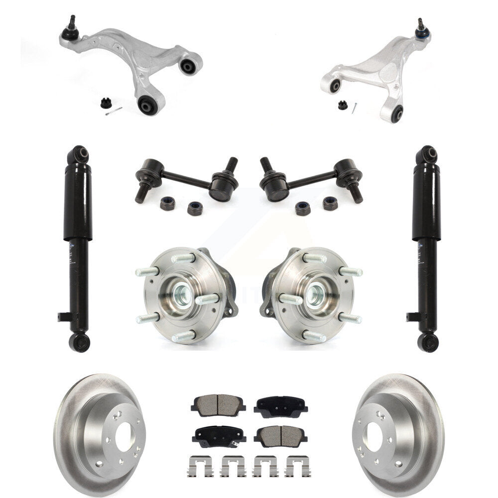 Coated Rotor Ceramic Pads Hub Bearing Shock Upper Control Arm & Link Rear Kit For