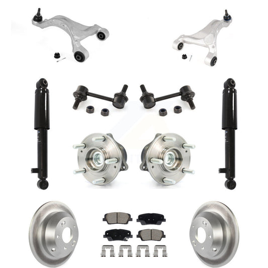 Coated Rotor Ceramic Pads Hub Bearing Shock Upper Control Arm & Link Rear Kit For