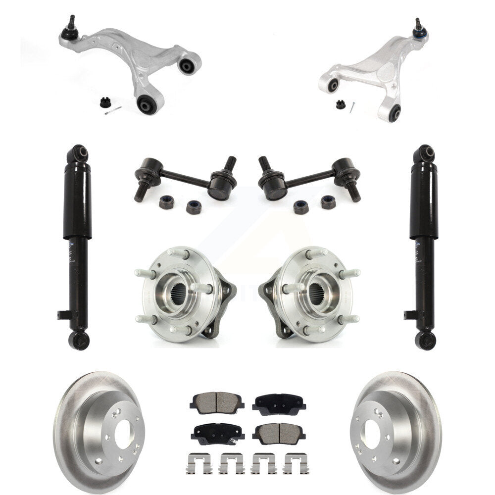 Coated Rotor Ceramic Pads Hub Bearing Shock Upper Control Arm & Link Rear Kit For