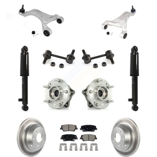 Coated Rotor Ceramic Pads Hub Bearing Shock Upper Control Arm & Link Rear Kit For