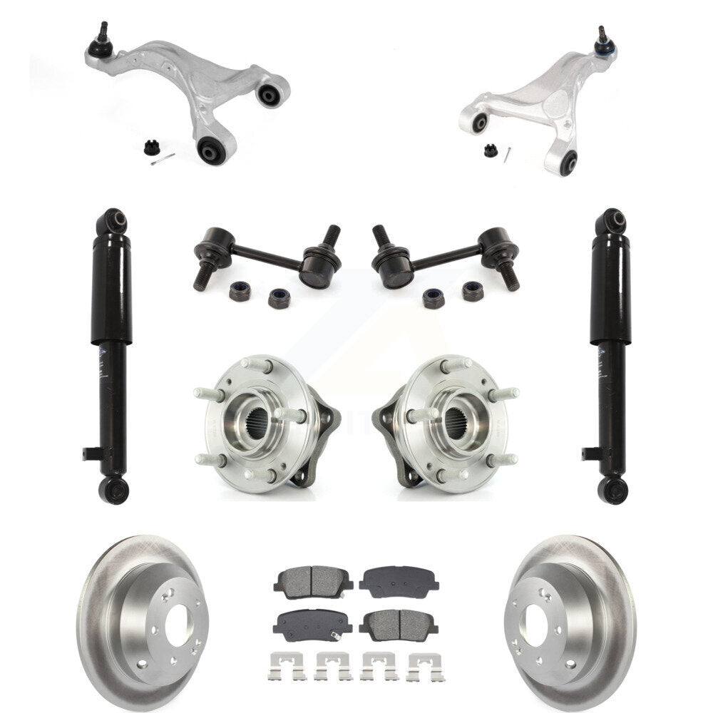 Coated Rotor Semi-Metallic Pads Hub Bearing Shock Upper Control Arm & Link Rear Kit For