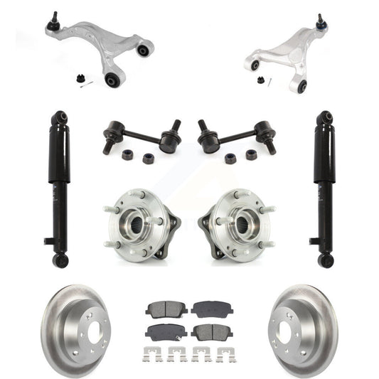 Coated Rotor Semi-Metallic Pads Hub Bearing Shock Upper Control Arm & Link Rear Kit For