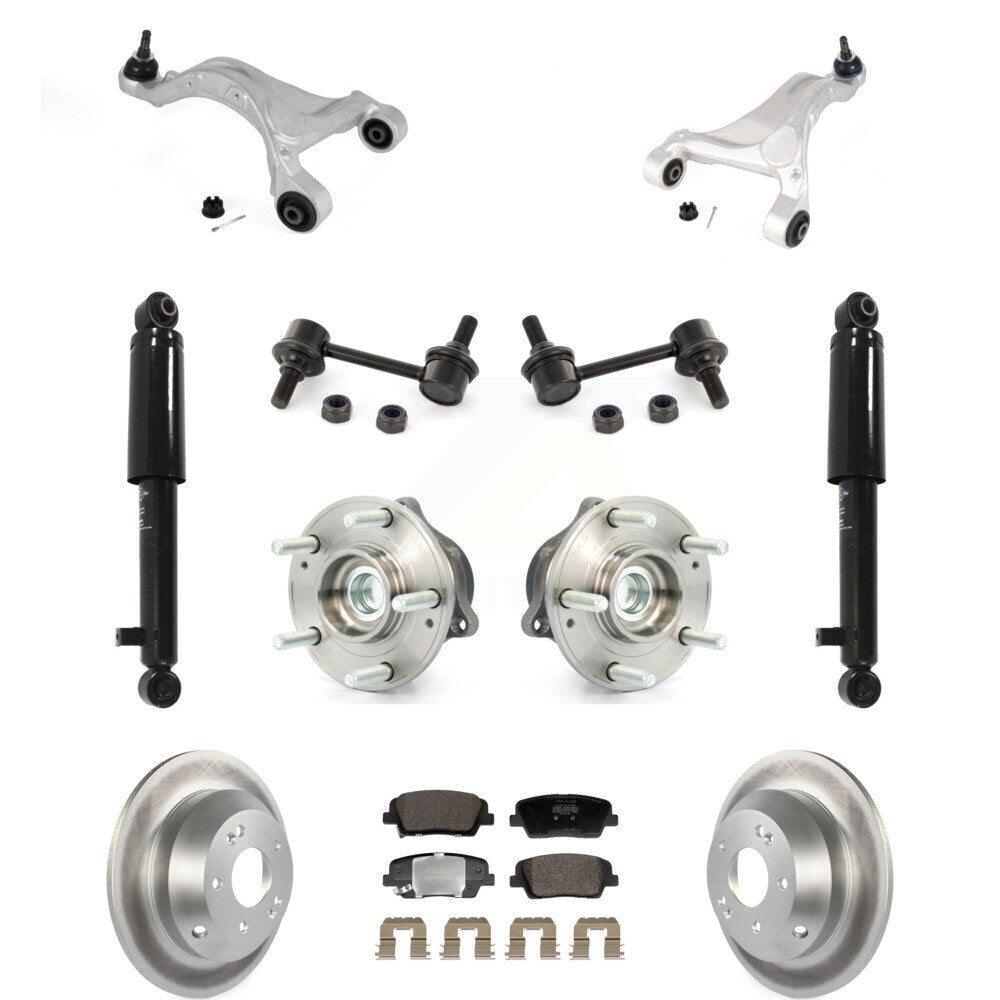 Coated Rotor Semi-Metallic Pads Hub Bearing Shock Upper Control Arm & Link Rear Kit For