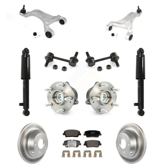 Coated Rotor Semi-Metallic Pads Hub Bearing Shock Upper Control Arm & Link Rear Kit For