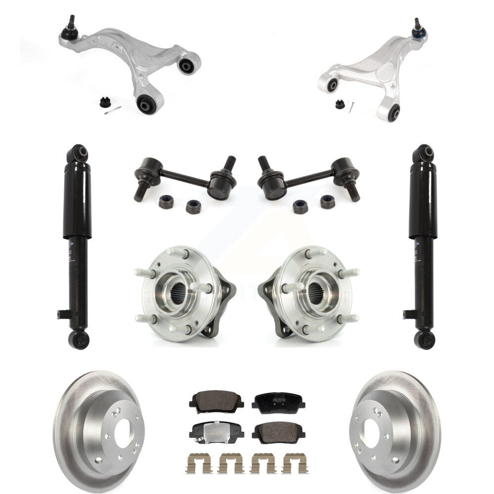Coated Rotor Semi-Metallic Pads Hub Bearing Shock Upper Control Arm & Link Rear Kit For