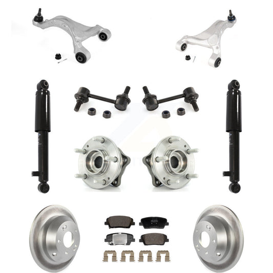 Coated Rotor Semi-Metallic Pads Hub Bearing Shock Upper Control Arm & Link Rear Kit For
