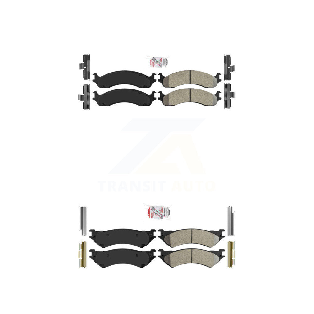 Semi-Metallic Disc Brake Pads Front Rear Kit For Ford E-350 Super Duty E-250
