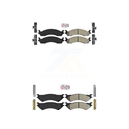 Semi-Metallic Disc Brake Pads Front Rear Kit For Ford E-350 Super Duty E-250