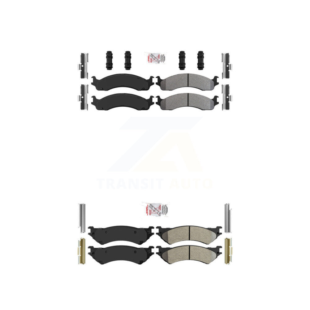 Semi-Metallic Disc Brake Pads Front Rear Kit For Ford E-350 Super Duty E-250