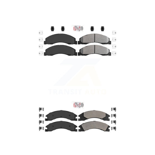 Semi-Metallic Disc Brake Pads Front Rear Kit For Ford E-350 Super Duty E-250