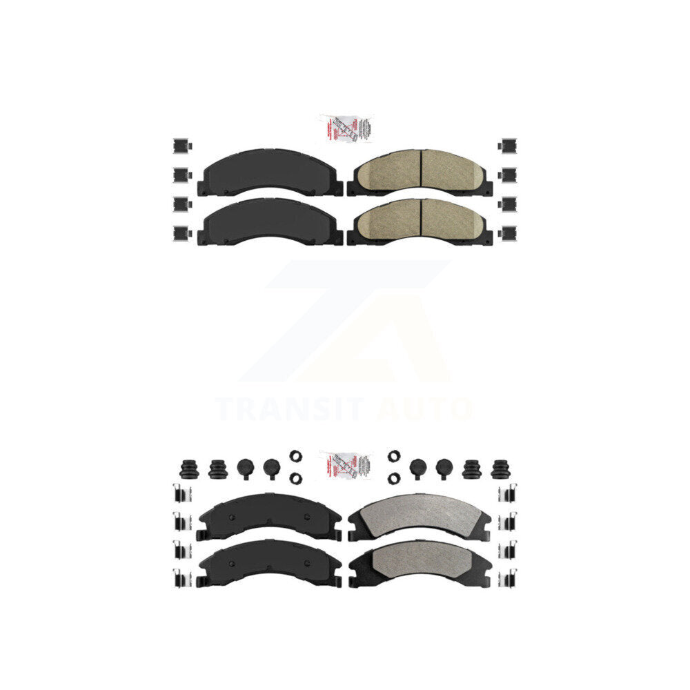 Ceramic Semi-Metallic Disc Brake Pads Front Rear Kit For Ford E-350 Super Duty