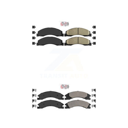 Ceramic Semi-Metallic Disc Brake Pads Front Rear Kit For Ford E-350 Super Duty
