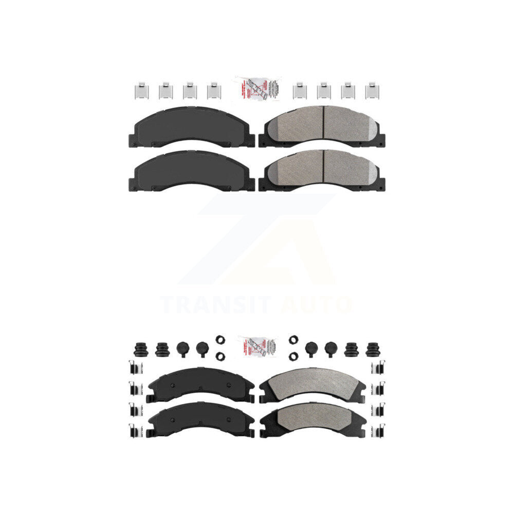 Semi-Metallic Disc Brake Pads Front Rear Kit For Ford E-350 Super Duty E-250