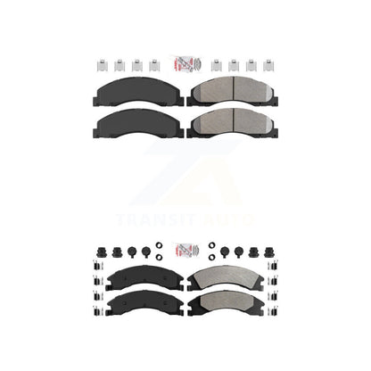 Semi-Metallic Disc Brake Pads Front Rear Kit For Ford E-350 Super Duty E-250