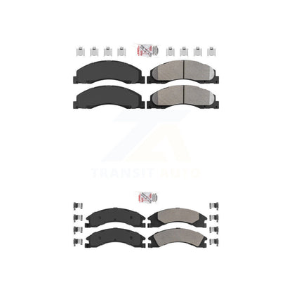 Semi-Metallic Disc Brake Pads Front Rear Kit For Ford E-350 Super Duty E-250